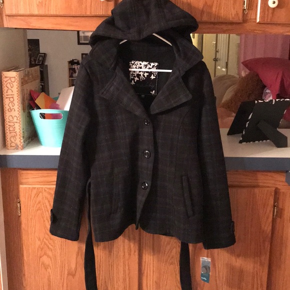 Sebby Jackets & Blazers - NEW! Plaid belted pea coat